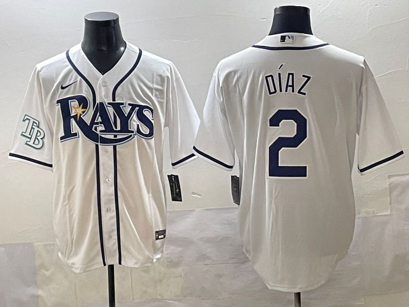 Men 2025 Tampa Bay Rays #2 Diaz White Game Nike MLB Jersey style 5